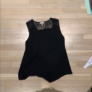 Black tank top with floral knit on the back